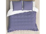 Abakuhaus Copripiumino Blu Navy, Motivo Chevron Blu Navy, Antiacaro, Adatto A Chi Soffre Di Allergie, Con Federe, 200 Cm X 200 Cm - 80 X 80 Cm, Blu Navy-Bianco
