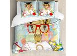 Abakuhaus Copripiumino, Geek Giraffe, Antiacaro, Adatto A Chi Soffre Di Allergie, Con Federe, 155 Cm X 220 Cm - 80 X 80 Cm, Multicolore