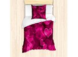 Set Copripiumino Abakuhaus Rosa Shocking, "Dolci Cuoricini Su Sfondo Sfocato, Romantico Design Di San Valentino"", 135 X 200 Cm + 80 X 80 Cm, Rosa Magenta"