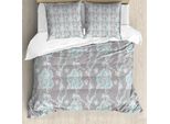 Abakuhaus Copripiumino Floreale, Stile Vintage Vittoriano, Antiacaro E Anallergico, Con Federe, 155 Cm X 220 Cm - 80 X 80 Cm, Grigio Seafoam Tan