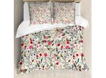 Abakuhaus Copripiumino Con Fiori, Uccellini E Pois Rosa, Antiacaro, Adatto A Chi Soffre Di Allergie, Con Federe, 155 Cm X 220 Cm - 80 X 80 Cm, Multicolore
