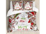 Abakuhaus Copripiumino Natalizio, Desideri Di Babbo Natale, Antiacaro Adatto A Chi Soffre Di Allergie Con Federe, 200 Cm X 200 Cm - 80 X 80 Cm, Multicolore