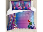 Abakuhaus Copripiumino Natalizio, Confezione Regalo, Antiacaro, Adatto A Chi Soffre Di Allergie, Con Federe, 200 Cm X 200 Cm - 80 X 80 Cm, Viola E Blu