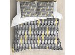 Abakuhaus Copripiumino, Stile Art Tribal, Antiacaro, Adatto A Chi Soffre Di Allergie, Con Federe, 155 Cm X 220 Cm - 80 X 80 Cm, Bianco E Nero Senape