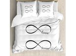 Abakuhaus Copripiumino, Infinity Monochrome, Antiacaro, Adatto A Chi Soffre Di Allergie, Con Federe, 200 Cm X 200 Cm - 80 X 80 Cm, Bianco E Nero