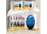 Abakuhaus Copripiumino Bowling Party, Oggetti Sul Pavimento, Antiacaro, Adatto A Chi Soffre Di Allergie, Con Federe, 155 Cm X 220 Cm - 80 X 80 Cm, Blu, Marrone Chiaro, Bianco