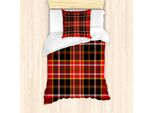 Set Copripiumino Plaid Abakuhaus, Linee Verticali E Orizzontali Su Sfondo Tartan, Ispirato Alla Moda E Alla Cultura Scozzese, 135 X 200 Cm + 80 X 80 Cm, Multicolore
