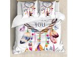 Abakuhaus Copripiumino, Stile Boho Dreamcatcher, Antiacaro, Adatto A Chi Soffre Di Allergie, Con Federe, 200 Cm X 200 Cm - 80 X 80 Cm, Multicolore