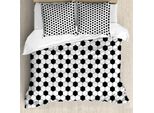 Set Copripiumino Abakuhaus, Motivo Astratto Con Pallone Da Calcio, Design Geometrico Monocolore, Attività Sportiva Divertente, 155 X 220 Cm + 80 X 80 Cm, Bianco E Nero