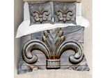 Abakuhaus Fleur De Lis Copripiumino, Motivo Legno, Antiacaro, Adatto A Chi Soffre Di Allergie, Con Federe, 200 Cm X 200 Cm - 80 X 80 Cm, Grigio Marrone