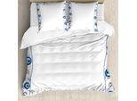 Abakuhaus Copripiumino Evil Eye, Design Spirali Bordate, Antiacaro, Adatto A Chi Soffre Di Allergie, Con Federe, 200 Cm X 200 Cm - 80 X 80 Cm, Blu, Azzurro, Bianco