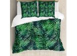 Abakuhaus Copripiumino, Foglie Acquerellate, Antiacaro, Adatto A Chi Soffre Di Allergie, Con Federe, 200 Cm X 200 Cm - 80 X 80 Cm, Verde Bosco Verde Scuro
