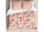Set Copripiumino Abakuhaus Corallo, Varie Formazioni Coralline Tema Sottomarino Mondo Sottomarino Piante Marine Stile Retrò, 200 X 200 Cm + 80 X 80 Cm, Multicolore