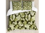 Abakuhaus Copripiumino Camo, Design Mimetico Jungle, Antiacaro, Adatto A Chi Soffre Di Allergie, Con Federe, 200 Cm X 200 Cm - 80 X 80 Cm, Verde Chiaro Verde Scuro