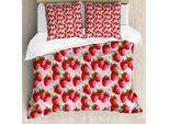 Set Copripiumino Abakuhaus Rosso, Deliziose Fragole Grandi Su Sfondo Rosa - Gustosi Frutti Estivi Maturi, Succosi E Dolci, 155 X 220 Cm + 80 X 80 Cm, Verde Rosa Rosso