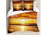 Abakuhaus Copripiumino Hawaiano, Spiaggia Sunset , Antiacaro, Adatto A Chi Soffre Di Allergie, Con Federe, 200 Cm X 200 Cm - 80 X 80 Cm, Arancione Scuro Arancione