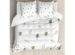 Set Copripiumino Abakuhaus, Foglie Moderne E Minimaliste Con Motivo Astratto Stampato, 200 X 200 Cm + 80 X 80 Cm, Verde