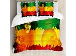 Abakuhaus Copripiumino Rasta, Cantante Di Musica Reggae, Antiacaro, Adatto A Chi Soffre Di Allergie, Con Federe, 200 Cm X 200 Cm - 80 X 80 Cm, Arancione Giallo