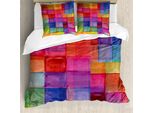 Abakuhaus Copripiumino Astratto, Quadrati Dai Colori Dell'arcobaleno, Antiacaro, Adatto A Chi Soffre Di Allergie, Con Federe, 155 Cm X 220 Cm - 80 X 80 Cm, Multicolore