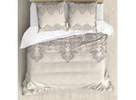 Abakuhaus Set Copripiumino Astratto Per Letti Matrimoniali, Pizzo Arabesco Retrò, Antiacaro, Adatto A Chi Soffre Di Allergie, Con Federe, Color Champagne Chiaro