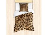 Abakuhaus Set Copripiumino Con Stampa Leopardo, Motivo Pelle Di Un Potente Felino Panthera, Animale Selvaggio Dei Safari Africani, 135 X 200 Cm + 80 X 80 Cm, Marrone Chiaro E Nero
