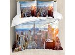 Abakuhaus New York Copripiumino, Quartiere Finanziario, Antiacaro, Adatto A Chi Soffre Di Allergie, Con Federe, 200 Cm X 200 Cm - 80 X 80 Cm, Multicolore