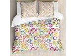 Abakuhaus Copripiumino Astratto, Cerchi E Punti Primaverili, Antiacaro, Adatto A Chi Soffre Di Allergie, Con Federe, 200 Cm X 200 Cm - 80 X 80 Cm, Multicolore