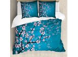 Abakuhaus Set Copripiumino Giapponese Per Letti Matrimoniali, Fiori Di Sakura Primaverili, Antiacaro, Adatto A Chi Soffre Di Allergie, Con Federe, Rosa Teal