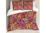 Set Copripiumino Abakuhaus Paisley, Motivo Paisley Basato Sul Tradizionale Design Culturale Asiatico Orientale, 155 X 220 Cm + 80 X 80 Cm, Multicolore