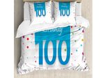 Abakuhaus 100° Compleanno Copripiumino, 100° Compleanno, Antiacaro, Adatto A Chi Soffre Di Allergie, Con Federe, 200 Cm X 200 Cm - 80 X 80 Cm, Multicolore