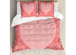 Abakuhaus Copripiumino Coral, Damasco Rosa Con Cuori, Antiacaro, Adatto A Chi Soffre Di Allergie, Con Federe, 155 Cm X 220 Cm - 80 X 80 Cm, Rosa Corallo Chiaro