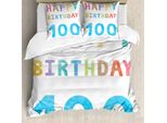 Abakuhaus 100° Compleanno Copripiumino, Compleanno Vintage, Antiacaro, Adatto A Chi Soffre Di Allergie, Con Federe, 200 Cm X 200 Cm - 80 X 80 Cm, Multicolore