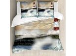 Abakuhaus Copripiumino Leuchtturm, Onde Marine Tempestose, Antiacaro, Adatto A Chi Soffre Di Allergie, Con Federe, 200 Cm X 200 Cm - 80 X 80 Cm, Multicolore