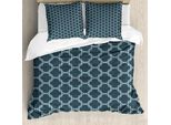 Abakuhaus Copripiumino Quatrefoil, Linee Antiche, Antiacaro, Adatto A Chi Soffre Di Allergie, Con Federe, 155 Cm X 220 Cm - 80 X 80 Cm, Blu Ardesia E Azzurro