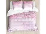 Abakuhaus Copripiumino Rosa Pallido, Sakura Bloom Con Roselline, Antiacaro, Adatto A Chi Soffre Di Allergie, Con Federe, 200 Cm X 200 Cm - 80 X 80 Cm, Rosa Pallido Bianco