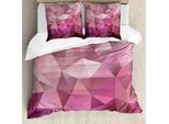 Abakuhaus Set Copripiumino Astratto, Triangolo Stile Intrattenimento Forma Geometrica Illustrazione Monocromatica, 200 X 200 Cm + 80 X 80 Cm, Rosa Rosa Rosa Essiccato