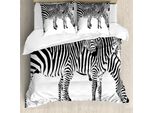 Abakuhaus Copripiumino Safari, Zebre Selvagge, Antiacaro, Adatto A Chi Soffre Di Allergie, Con Federe, 200 Cm X 200 Cm - 80 X 80 Cm, Bianco E Nero