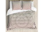 Abakuhaus Copripiumino Mandala, Tema India, Antiacaro, Adatto A Chi Soffre Di Allergie, Con Federe, 155 Cm X 220 Cm - 80 X 80 Cm, Rosa Pallido, Bianco, Beige