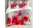 Abakuhaus Set Copripiumino Per Letti Matrimoniali, Fiori Primaverili Romantici, Antiacaro, Adatto A Chi Soffre Di Allergie, Con Federe, Lavanda Rossa