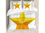 Abakuhaus Copripiumino Giallo, Stella Gialla Sfumata, Antiacaro, Adatto A Chi Soffre Di Allergie, Con Federe, 200 Cm X 200 Cm - 80 X 80 Cm, Giallo Bianco