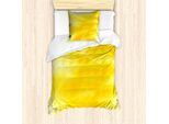 Abakuhaus Set Copripiumino Giallo, Motivo Astratto Con Diversi Raggi Di Sole Estivi E Ombre Di Vario Tipo, 135 X 200 Cm + 80 X 80 Cm, Giallo
