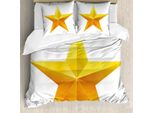 Abakuhaus Set Copripiumino Giallo, Stampa Natalizia Con Stelle Su Sfondo Neutro, 155 X 220 Cm + 80 X 80 Cm, Giallo E Bianco