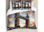 Abakuhaus London Copripiumino, Tower Bridge Storico, Antiacaro, Adatto A Chi Soffre Di Allergie, Con Federe, 200 Cm X 200 Cm - 80 X 80 Cm, Multicolore
