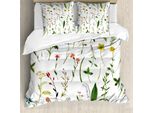 Abakuhaus Copripiumino Con Motivi Floreali Acquerellati, Fiori Selvatici, Antiacaro, Adatto A Chi Soffre Di Allergie, Con Federe, 155 Cm X 220 Cm - 80 X 80 Cm, Multicolore