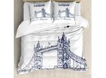 Abakuhaus London Copripiumino, Motivo Big Ben Europa, Antiacaro, Adatto A Chi Soffre Di Allergie, Con Federe, 155 Cm X 220 Cm - 80 X 80 Cm, Bianco E Nero