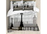 Set Copripiumino Abakuhaus London, Vecchia Vista Del Big Ben Dal Palazzo Di Westminster, Gran Bretagna Turistica, 155 X 220 Cm + 80 X 80 Cm, Multicolore