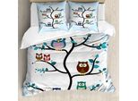 Abakuhaus Set Copripiumino Colorato Per Letti Matrimoniali, Animali Notturni Gufi Amore, Antiacaro, Adatto A Chi Soffre Di Allergie, Con Federe, Multi