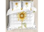 Abakuhaus Copripiumino Girasole, Opera D'arte Minimalista, Antiacaro, Adatto A Chi Soffre Di Allergie, Con Federe, 200 Cm X 200 Cm - 80 X 80 Cm, Giallo-Verde