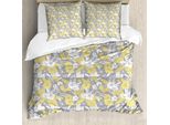 Abakuhaus Luau Copripiumino, Hawaii Vegetazione Vendemmia, Antiacaro Adatto A Chi Soffre Di Allergie Con Federe, 200 Cm X 200 Cm - 80 X 80 Cm, Giallo Pallido Grigio Chiaro