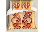 Abakuhaus Fleur De Lis Copripiumino, Fiore Reale Di Francia, Antiacaro, Adatto A Chi Soffre Di Allergie, Con Federe, 155 Cm X 220 Cm - 80 X 80 Cm, Arancione